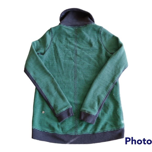 Lululemon Green Striped Pullover Turtleneck Gym Athletic Sweatshirt Womens Sz 4 - Picture 2 of 9
